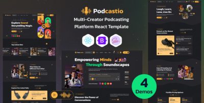 Podcastio - Multi Creator Podcasting Platform React Website Template
