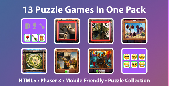Puzzle Games Pack - 13 HTML5 Games (Phaser 3) Puzzle Games Pack - 13 HTML5 Games (Phaser 3)