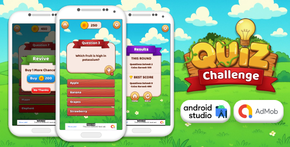 Quiz Challenge - Quiz Game Android Studio Project with AdMob Ads + Ready to Publish Quiz Challenge - Quiz Game Android Studio Project with AdMob Ads + Ready to Publish