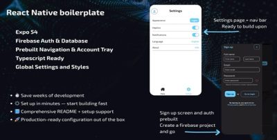 React Native Boilerplate — Expo 54, Firebase, TypeScript Starter Template App