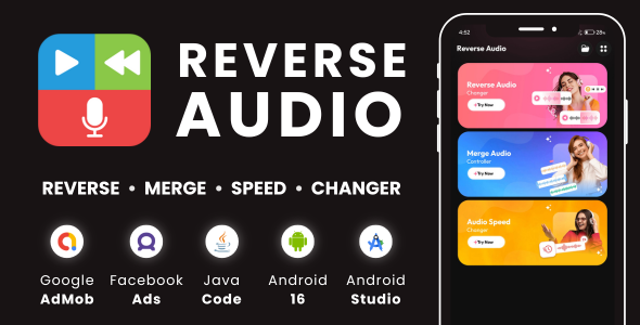 Reverse Audio - Merge Audio - Speed Changer - with AdMob Facebook Ads Android Reverse Audio - Merge Audio - Speed Changer - with AdMob Facebook Ads Android