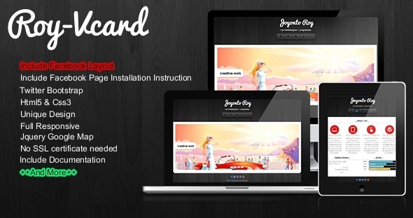 Roy - Responsive Vcard With Facebook Layout Roy - Responsive Vcard With Facebook Layout