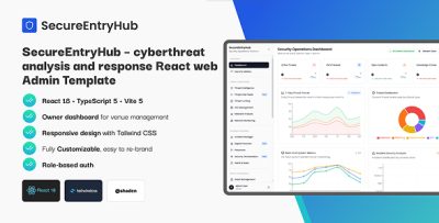 SecureEntryHub - Cybersecurity Dashboard & Threat Intel Frontend React Admin Template