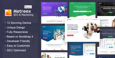 SEO & Digital Marketing Agency Landing Page React Template - Metreex