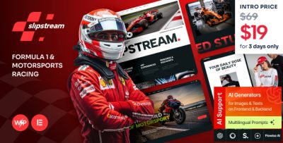 Slipstream - Formula 1 & Motorsports Racing WordPress Theme