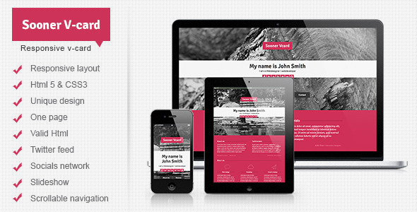 Sooner Responsive One Page V-card Template Sooner Responsive One Page V-card Template