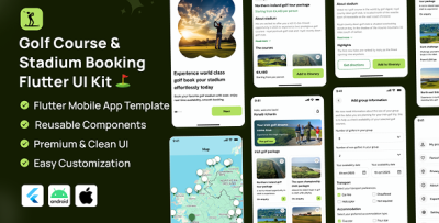 SwingMate – Golf Course & Stadium Booking Flutter App UI