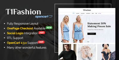 T1Fashion - Responsive Fashion OpenCart 2.3 Theme