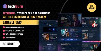 Techguru - Technology & IT Solutions With Ecommerce & POS System Laravel CMS Theme