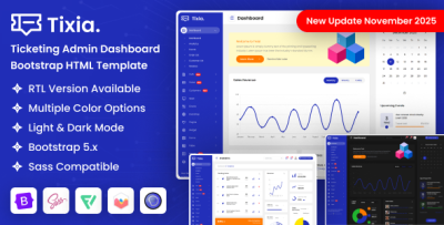 Tixia - Ticketing Admin Dashboard Bootstrap HTML Template