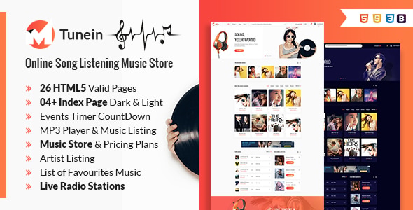 Tunein Online Music Store and Radio Station HTML Template Tunein Online Music Store and Radio Station HTML Template