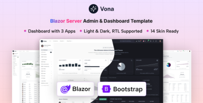 Vona - ASP.Net Blazor Server Minimal Admin & Dashboard Template