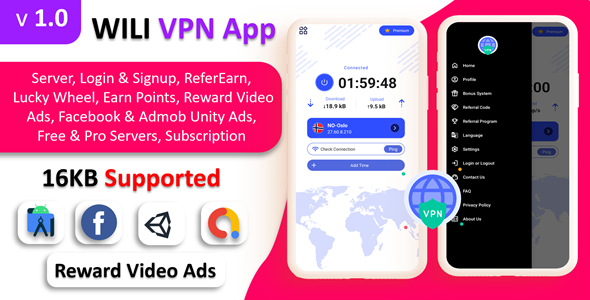 WILI VPN App - VPN App | Fast VPN Secure VPN | Reward Lucky Wheel | Refer & Earn Ads | Time Limit WILI VPN App - VPN App | Fast VPN Secure VPN | Reward Lucky Wheel | Refer & Earn Ads | Time Limit