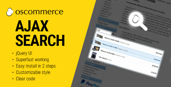 Ajax Search Autocomplete for osCommerce Ajax Search Autocomplete for osCommerce