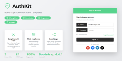 AuthKit - Responsive Authentication HTML Template