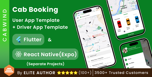 CabWind - Taxi & Cab Booking App UI Kit | Flutter & React Native Expo CabWind - Taxi & Cab Booking App UI Kit | Flutter & React Native Expo
