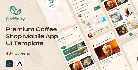 Caffinity - Coffee Shop App UI Template | 48+ Screens | React Native Expo Caffinity - Coffee Shop App UI Template | 48+ Screens | React Native Expo