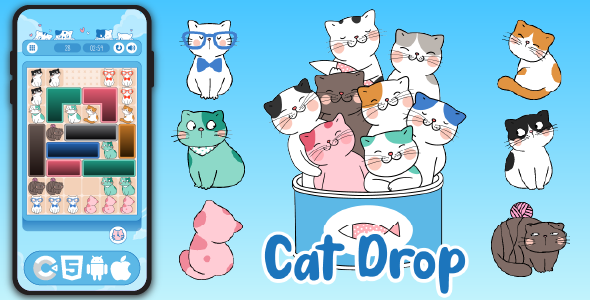 Cat Drop Puzzle - HTML5 Game, Construct 3 Cat Drop Puzzle - HTML5 Game, Construct 3