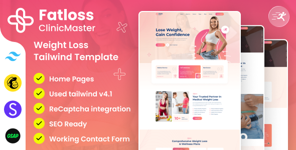 ClinicMaster - Fat Loss & Weight Management Tailwind CSS Template ClinicMaster - Fat Loss & Weight Management Tailwind CSS Template