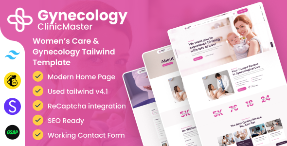 ClinicMaster - Gynecology & Women's Health Tailwind CSS Template ClinicMaster - Gynecology & Women's Health Tailwind CSS Template