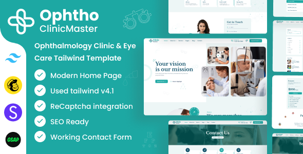 ClinicMaster - Ophthalmology & Eye Care Tailwind CSS Template ClinicMaster - Ophthalmology & Eye Care Tailwind CSS Template