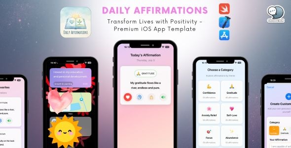 Daily Affirmations Transform Lives with Positivity Premium iOS App Template Daily Affirmations Transform Lives with Positivity Premium iOS App Template