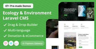Ecozone - Ecology & Environment Laravel CMS With Live Page Builder