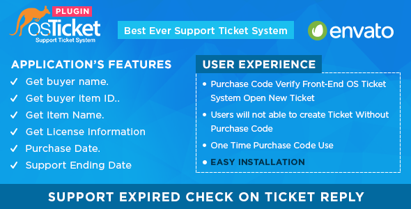 Envato Purchase Code Verifier For OsTicket System Envato Purchase Code Verifier For OsTicket System