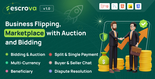 Escrova - Independent Trust Hold Marketplace for Business Flipping, Auction and Bidding Platform Escrova - Independent Trust Hold Marketplace for Business Flipping, Auction and Bidding Platform