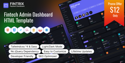 Fintrix – Fintech admin Dashboard HTML Template
