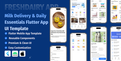FreshDairy - Milk Delivery & Daily Essentials Flutter App UI Template