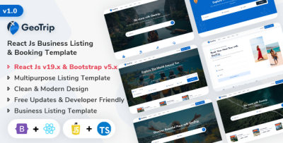 GeoTrip - React Js Multipurpose Business Listing & Booking Template (Javascript & Typescript)