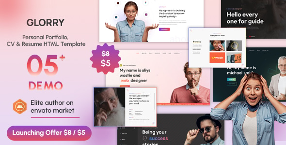 Glorry - Personal Portfolio, CV & Resume HTML Template Glorry - Personal Portfolio, CV & Resume HTML Template