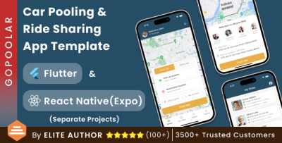 GoPoolar – Carpooling & Ride Sharing App | Car & Bike Pool | Flutter & React Native Expo