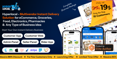 Hyperlocal - Multivendor eCommerce, Grocery, Food, Pharmacy Flutter Delivery app - Admin & Website
