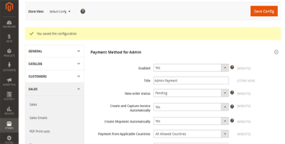 Magento 2 Admin Payment Method