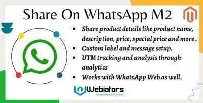 Magento 2 Share on Whatsapp by Webiators
