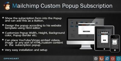 Mailchimp Custom Popup Subscription for OpenCart