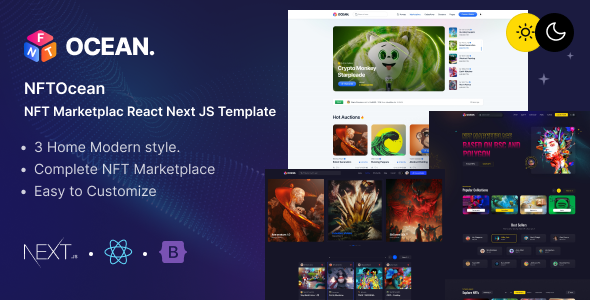 NFTOcean - NFT Marketplace React Next JS Template NFTOcean - NFT Marketplace React Next JS Template