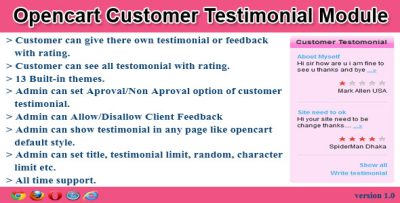 opencart customer testimonial module