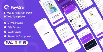 PayQra | E-Wallet Mobile PWA HTML Template