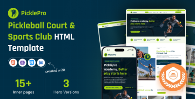 PicklePro – Pickleball Club & Sports HTML Template