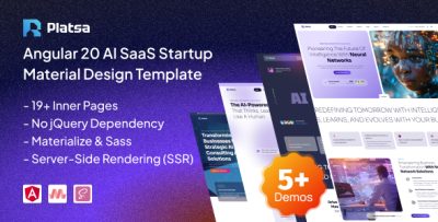 Platsa - Angular 20 AI SaaS Startup Material Design Template