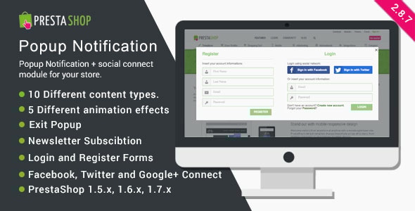 Popup Notification + Social Connect - PrestaShop Module Popup Notification + Social Connect - PrestaShop Module