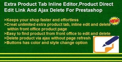 Product Direct Edit Link,Ajax Delete And Extra Product Tabs Inline Editor