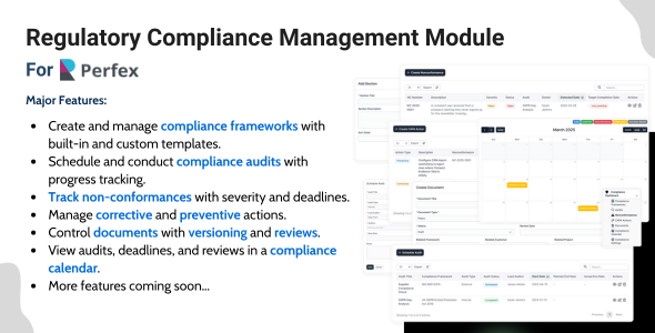 Regulatory Compliance Management Module for Perfex CRM Regulatory Compliance Management Module for Perfex CRM