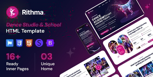 Rithma - Dance Studio & School HTML Template Rithma - Dance Studio & School HTML Template