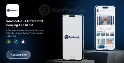 RoomeeGo - Hotel, Villa & Apartment Booking Flutter UI Kit (Modern & Minimal, 40 Screens)