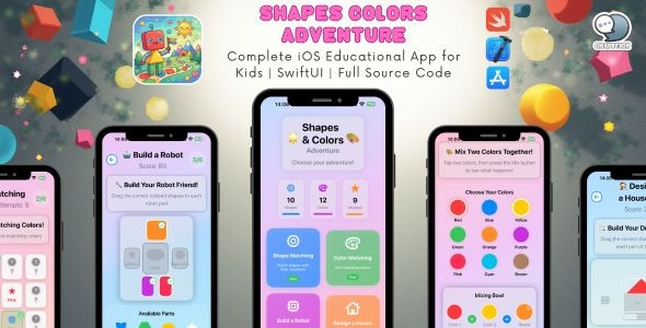 Shapes & Colors Adventure - Complete iOS Educational App for Kids | SwiftUI | Full Source Code Shapes & Colors Adventure - Complete iOS Educational App for Kids | SwiftUI | Full Source Code