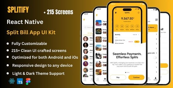 Splitify - Split Bill React Native Expo App Ui Kit Splitify - Split Bill React Native Expo App Ui Kit
